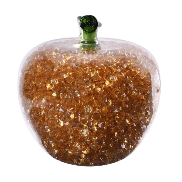Handgefertigter und dekorativer Apfel-Figur aus Kristall, Gelb image number 4