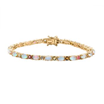 AA nat&uuml;rliches, &auml;thiopisches Welo-Opal und mehrfarbiges Turmalin-Armband, 20 cm - 9,96 ct.