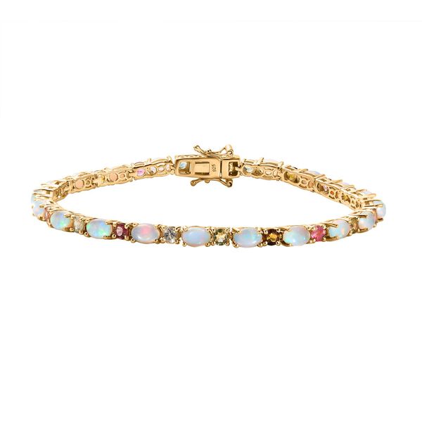 AA nat&uuml;rliches, &auml;thiopisches Welo-Opal und mehrfarbiges Turmalin-Armband, 20 cm - 9,96 ct.