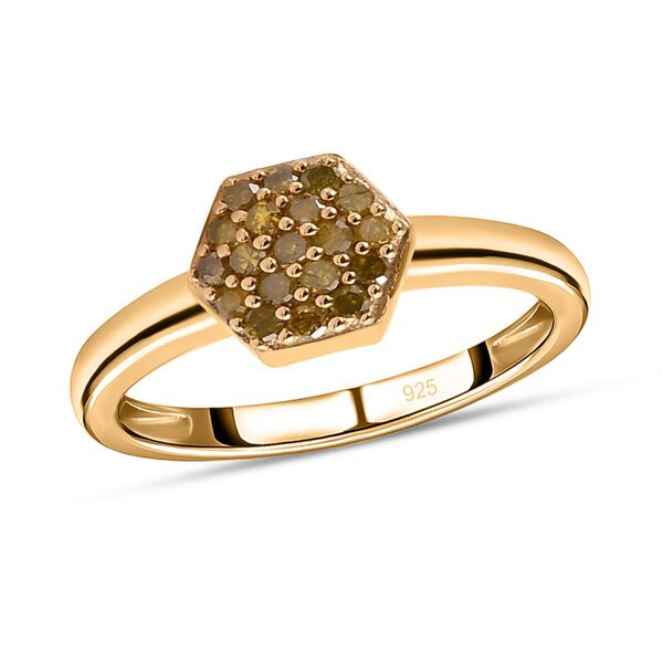 Gelber Diamant Ring 925 Silber Gelbgold Vermeil (Größe 17.00) ca. 0,20 ct image number 4