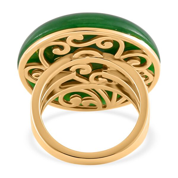Grüne Jade Ring 925 Silber Gelbgold Vermeil (Größe 16.00) ca. 26.80 ct image number 5