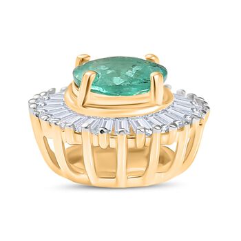 AAA Kagem sambischer Smaragd und Diamant Anh&auml;nger in 375 Gold - 0,62 ct.