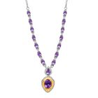 Natürliche, AA Marokkanischer Amethyst Halskette ca. 45 cm 925 Silber, bicolor, ca. 9.13 ct