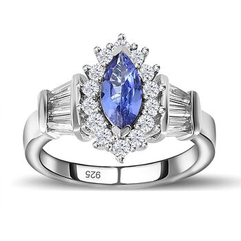AAA Tansanit und Zirkon Ring - 1,13 ct.