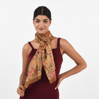 Bedruckter 100% Satin-Seidenschal, 48x160cm, Schmetterlinge braun