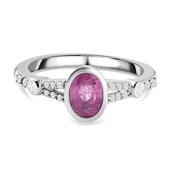 Ilakaka Rosa Saphir und wei&szlig;er Zirkon-Ring, 925 Silber platiniert, ca. 1,28 ct