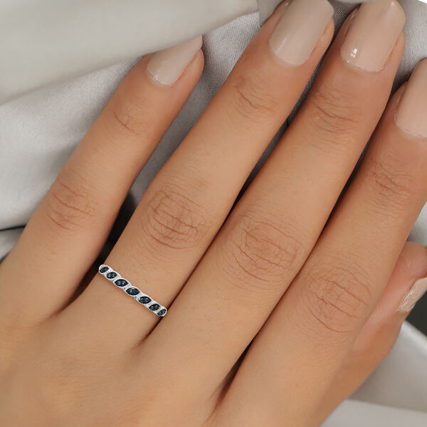 Blauer Diamant Ring 925 Silber platiniert  ca. 0,10 ct image number 3