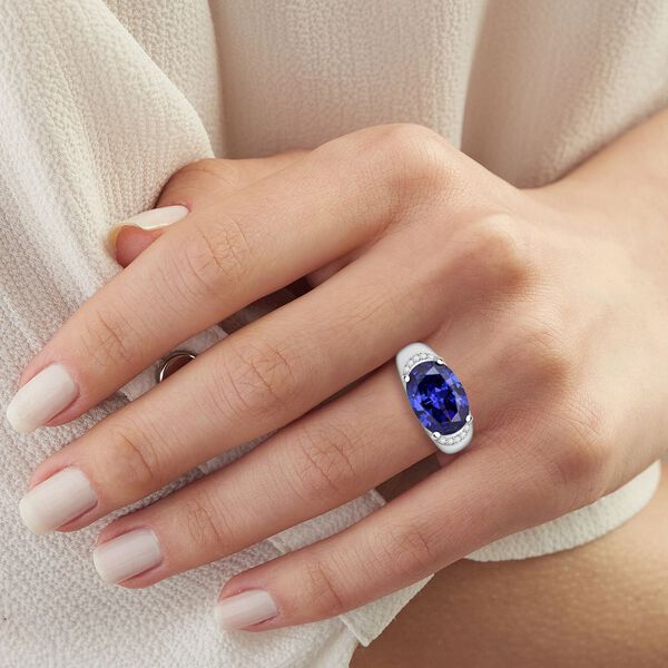 LUSTRO STELLA blauer und wei&szlig;er Zirkonia Ring image number 2