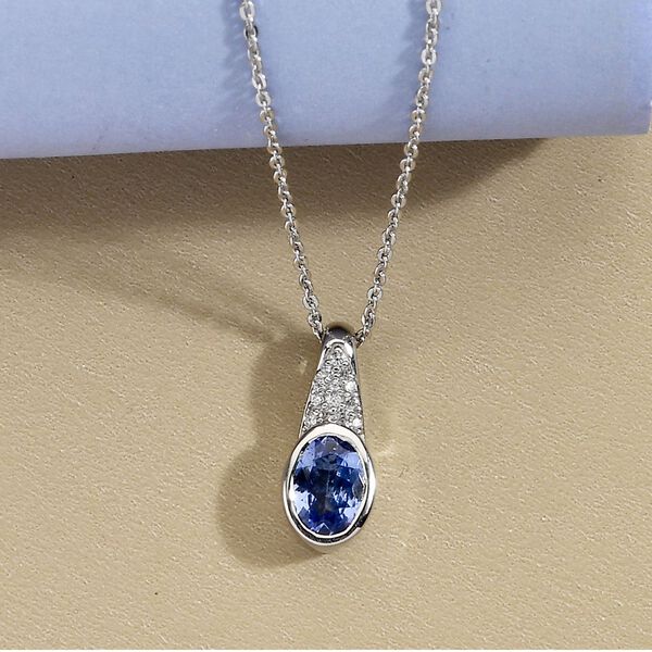 Tansanit und Zirkon Anhänger mit 50cm Kette - 0,83 ct. image number 3