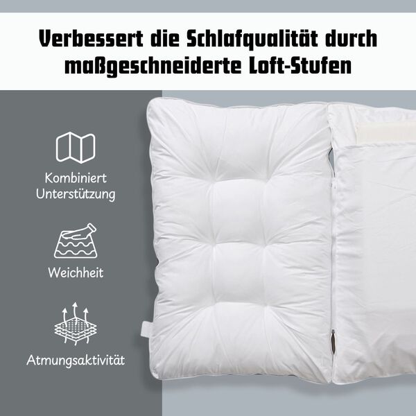 SERENITY NIGHT 5-in-1-Kissen mit echtem Daunen, Kunstdaunen und Memory-Schaum, 50x75cm image number 4