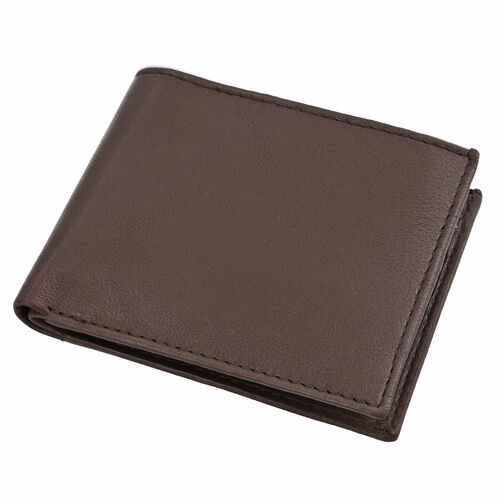 Klassische Bifold Geldbörse, 100% echtes Leder, RFID geschützt, braun image number 0