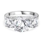 Moissanit Ring 925 Silber rhodiniert (Größe 19.00) ca. 4.24 ct