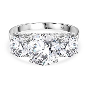 Moissanit Ring 925 Silber rhodiniert (Gr&ouml;&szlig;e 19.00) ca. 4.24 ct