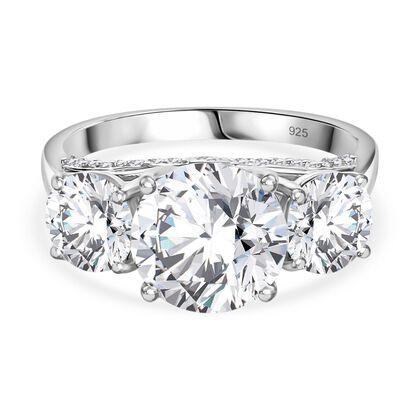 Moissanit Ring 925 Silber rhodiniert (Gr&ouml;&szlig;e 19.00) ca. 4.24 ct