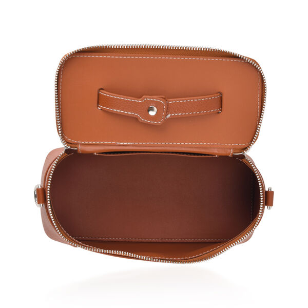 Echtleder City Crossbody-Tasche mit Tragegriff, Braun, 23.5x12x10 cm image number 6