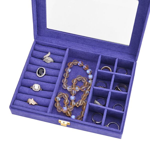 Samt Schmuckbox mit 5 Silberputzt&uuml;chern, 20x15x5cm, Lila image number 7