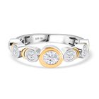 GP Celestial Dream Kollektion - Moissanit Ring 925 Silber Rhodiniert und 750 Gelbgold Vermeil (Größe 19.00) ca. 1.05 ct