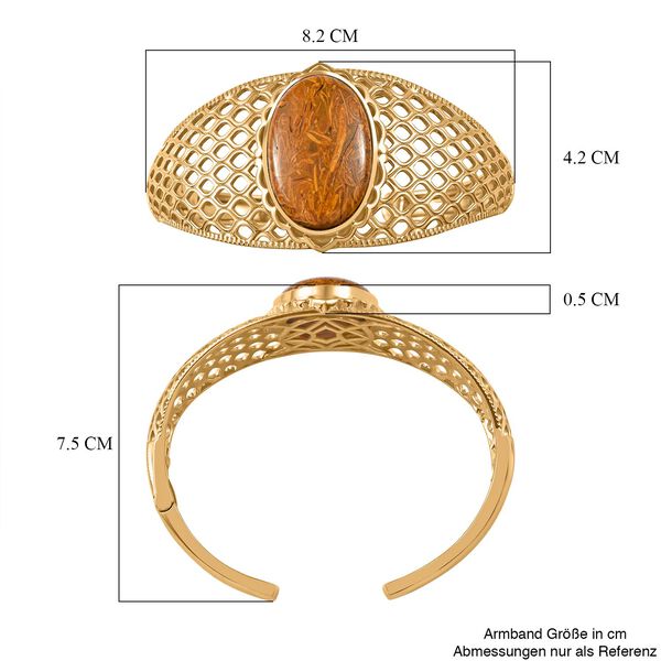 Skript Stein Armreif, ca. 19 cm, Nickelfreies Messing goldfarben, ca. 34.00 ct image number 6