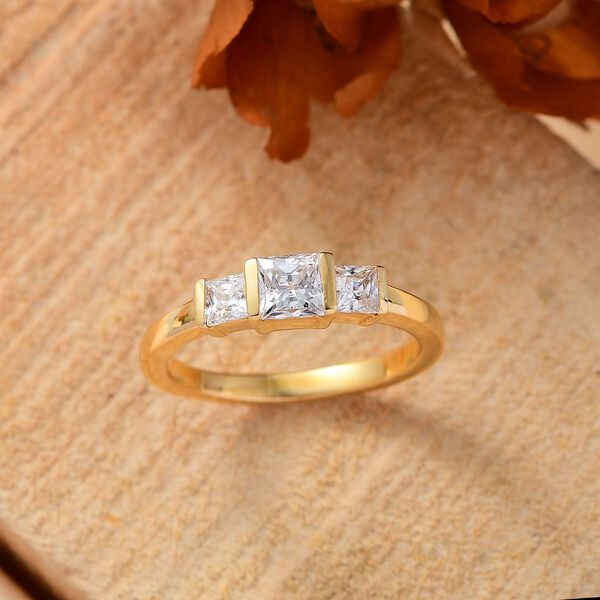 J Francis gefertigt mit SWAROVSKI-  Swarovski Zirkonia Ring, 925 Silber 750 Gelbgold Vermeil image number 2