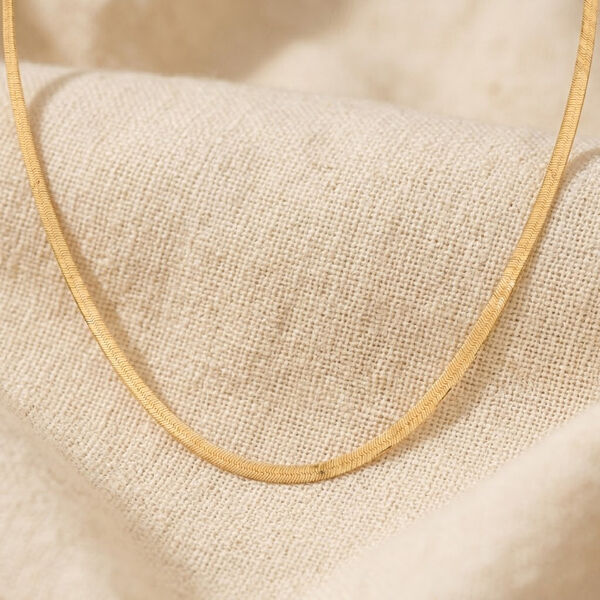 Italianische Fischgr&auml;t-Kette, ca. 45 cm mit 5 cm Extender, 925 Silber vergoldet ca. 4,78g image number 2