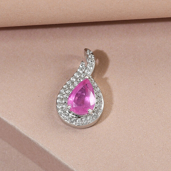 Premium Ilakaka Rosa Saphir und Zirkon Anh&auml;nger 925 Silber platiniert (Fissure gef&uuml;llt) ca. 1,91 ct image number 3