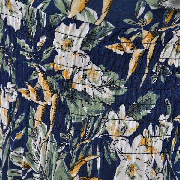 Midaxi-Kleid mit gesmokter Taille und Flatterärmeln, One Size, Blaugrün image number 4