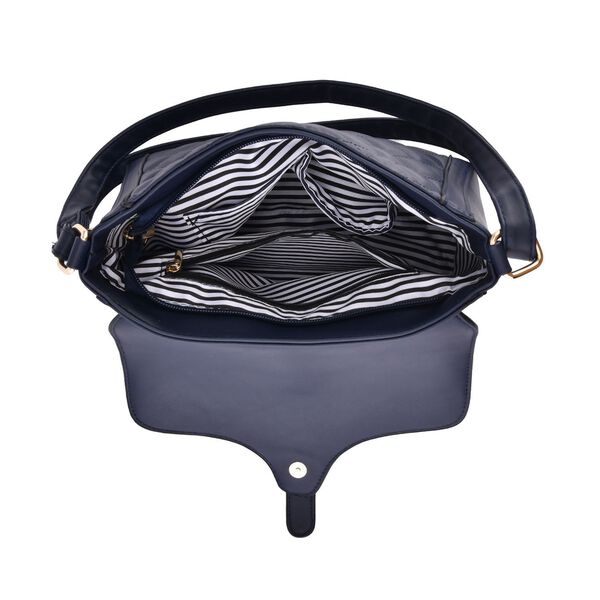 Umhängetasche aus Kunstleder, 27x9,3x18cm, Dunkelblau image number 6