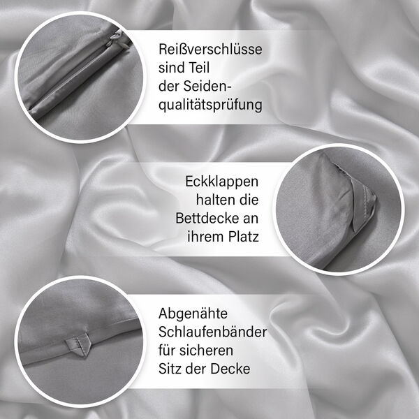 Serenity Night - Steppdecke aus 100% Maulbeerseide, 350gsm, Grau image number 4