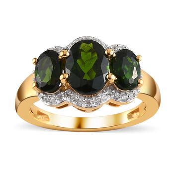 Nat&uuml;rlicher Chromdiopsid-Ring, 925 Silber vergoldet  ca. 2,60 ct