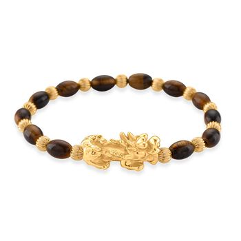 Tigerauge Armband, flexibel (ca. 18 - 19 cm), gelb vergoldet ca. 35.00 ct