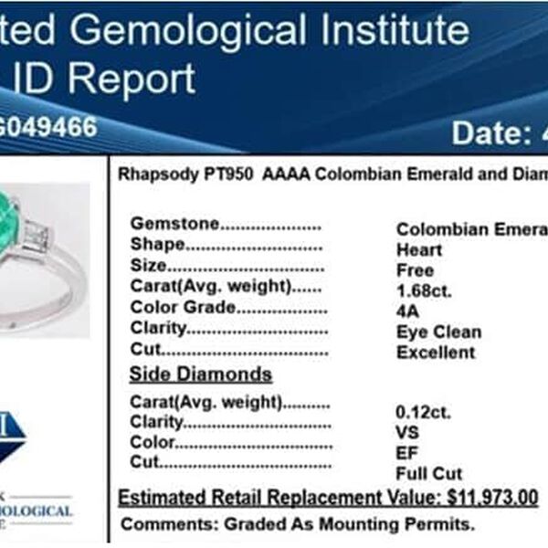 RHAPSODY AAAA Kolumbianischer Smaragd und VS Diamant Ring in 950 Platin - 1,71 ct. image number 6
