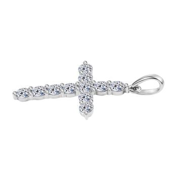 LUXURIANT SI-GH Labor Diamant Kreuz Anh&auml;nger in 585 Wei&szlig;gold - 0,50 ct.