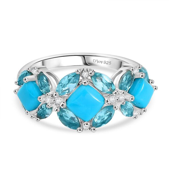 D'Joy AA Sleeping Beauty Türkis Ring 925 Silber rhodiniert (Größe 19.00) ca. 2,78 ct image number 0