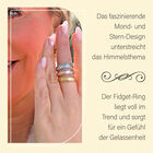 Handgearbeiteter Spinning-Ring mit Mond und Sterne-Motiv in 925 Silber 585 Vergoldet image number 4