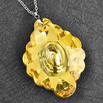 Simulierter, gelber Kristall-Anh&auml;nger mit Kette - 215 ct.