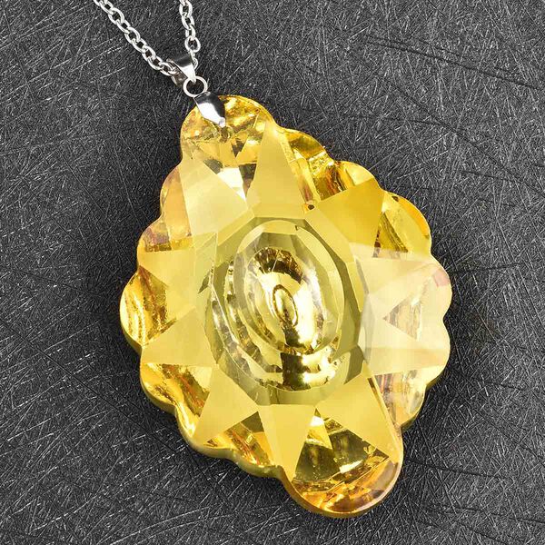 Simulierter, gelber Kristall-Anh&auml;nger mit Kette - 215 ct. image number 3