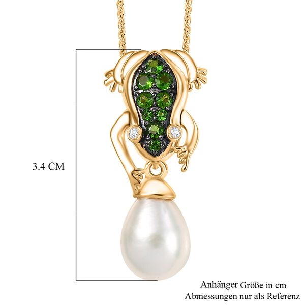 GP Trionfo Kollektion - Süßwasser Perle, Chromdiopsid, Zirkon und Kanchanaburi blauer Saphir-Anhänger mit 45cm Kette image number 9