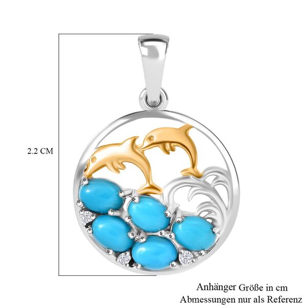 AAA Sleeping Beauty T&uuml;rkis und Zirkon Anh&auml;nger, ca. 0,87 ct. image number 6