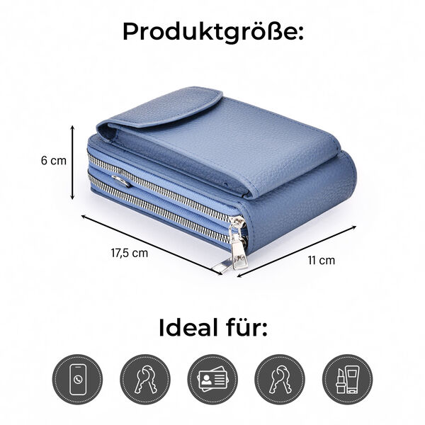 Crossbody Tasche mit RFID-Schutz, 11x6x17,5cm, Blau image number 5