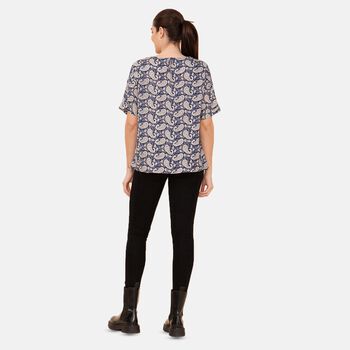 TAMSY - bedrucktes Top mit Paisleymuster, Gr&ouml;&szlig;e 40, Blau