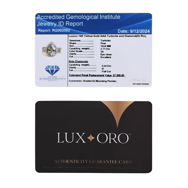 AAA Turkizit, Weißer Diamant Ring 585 Gold (Größe 17.00) ca. 3,15 ct image number 6