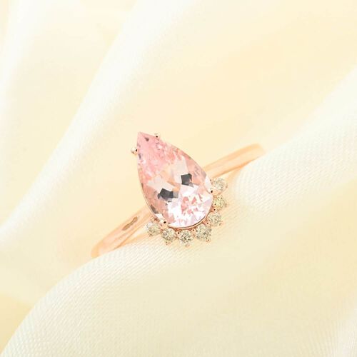 LUXORO zertifiziert und geprüft AAA Rosa Morganit und Diamant Ring in 585 Roségold - 1,35 ct. image number 1