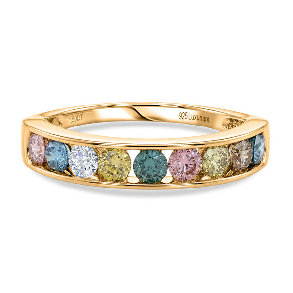 LUXURIANT DIAMOND - SI, Lab Grown Gr&uuml;ner Diamant Ring 925 Silber Rhodiniert und 750 Gelbgold Vermeil (Gr&ouml;&szlig;e 18.00) ca. 1,50 ct
