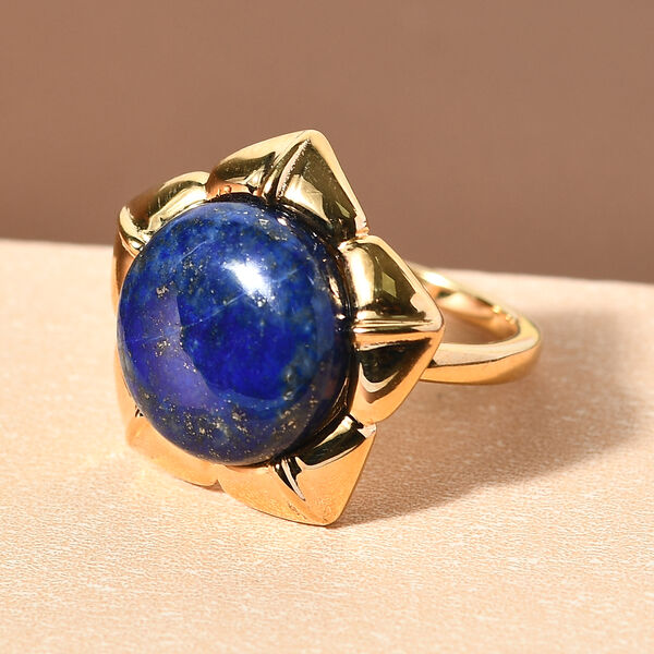 Lapislazuli-Ring, Ionenbeschichtetes Messing, 750 Gelbgold vergoldet  ca. 10,14 ct image number 2