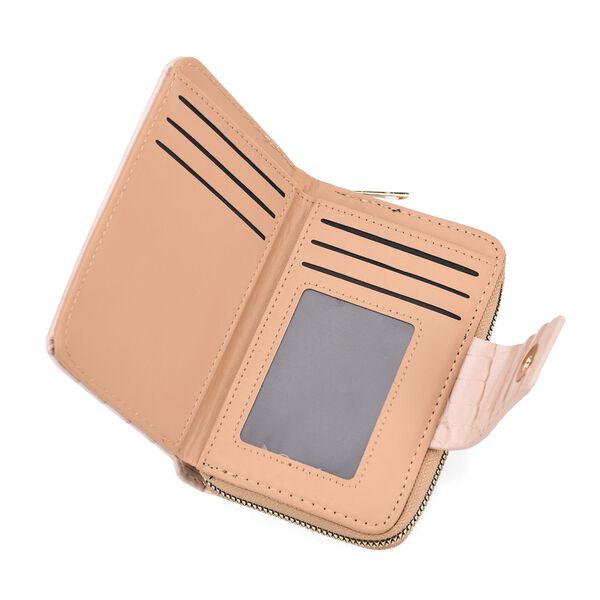Elegante Geldbörse mit Krokoprägung, RFID-Schutz, 14,5×9,5cm, Beige image number 5