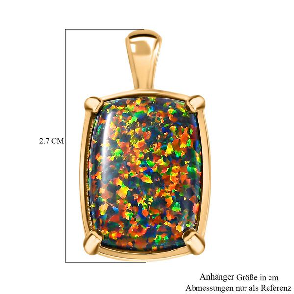 Labor erstellt schwarzen Opal Anh&auml;nger, 925 Silber Gelbgold Vermeil ca. 5.49 ct image number 6