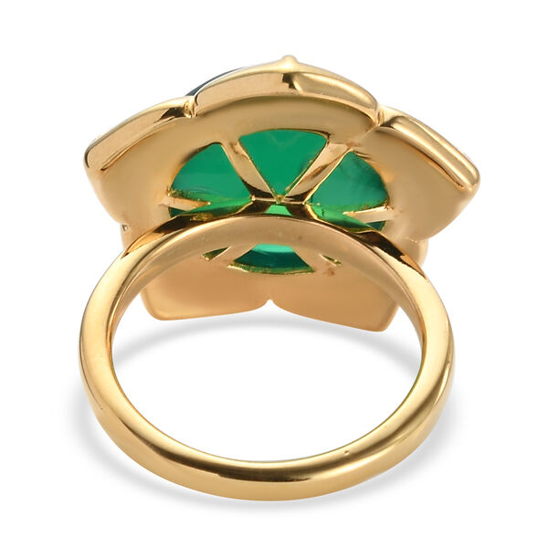 Grüner Onyx-Ring, Ionenbeschichtetes Messing, 750 Gelbgold vergoldet  ca. 7,83 ct image number 6