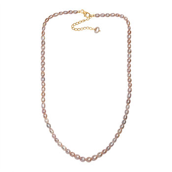 AA Mehrfarbige Perle Halskette, ca. 45 cm 925 Silber 750 Gelbgold Vermeil