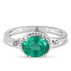 Smaragd-Triplett-Quarz und Zirkon-Ring, 925 Silber (Größe 17.00) ca. 1,72 ct