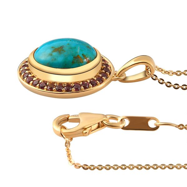 Sierra Nevada T&uuml;rkis und Rhodolith Granat Anh&auml;nger mit 50cm Kette - 5,02 ct. image number 4